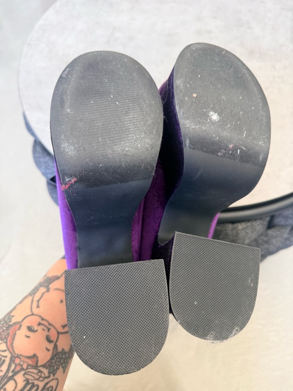 Strange Cvlt purple velvet banshee bat platform heels - Picture 6 of 6